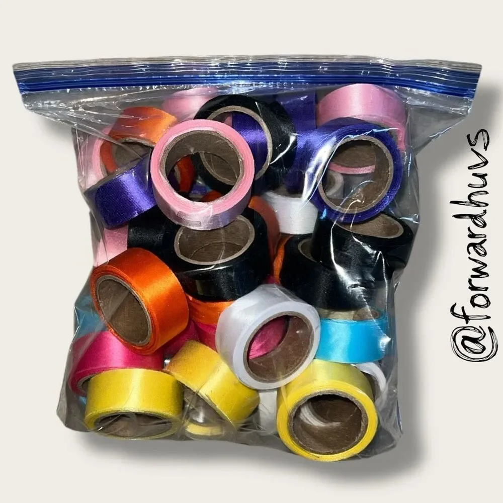 40-Roll Ribbon Lot – 1 Gallon Bag – 8 Colors – Craft Supply